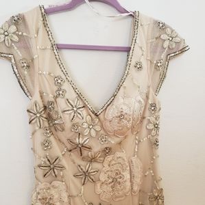 Sue Wong Blush Gold Beaded Dress